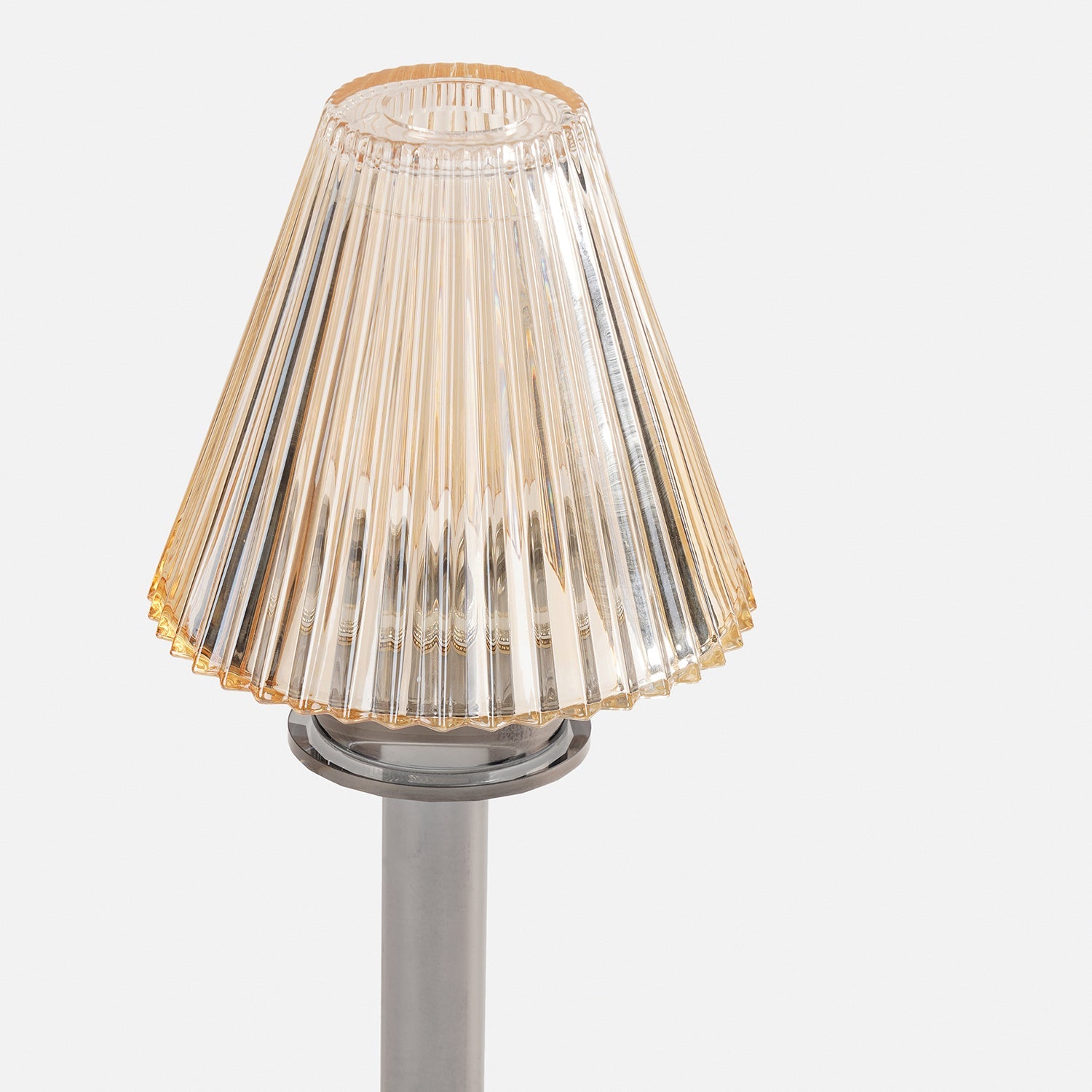 Amber Grey Glass Lamp Shaped Candle Holder