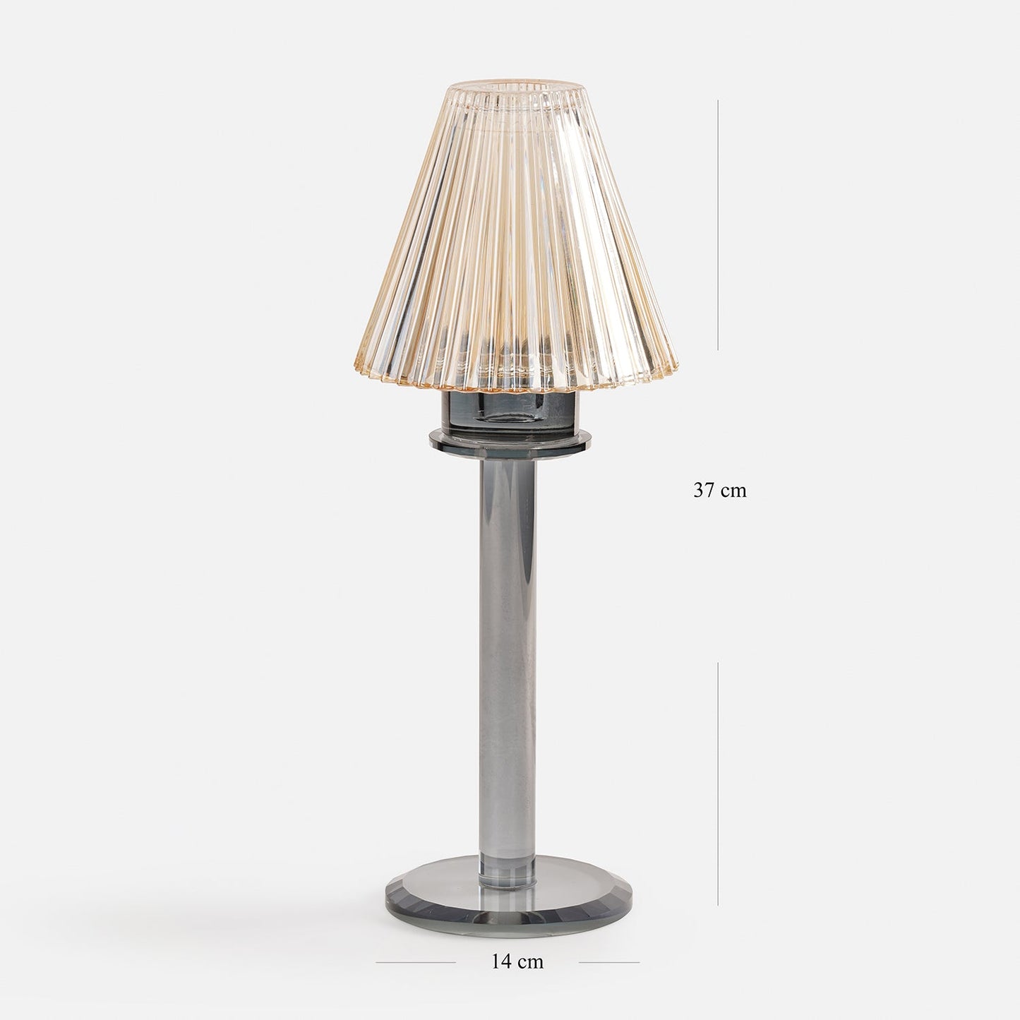 Amber Grey Glass Lamp Shaped Candle Holder