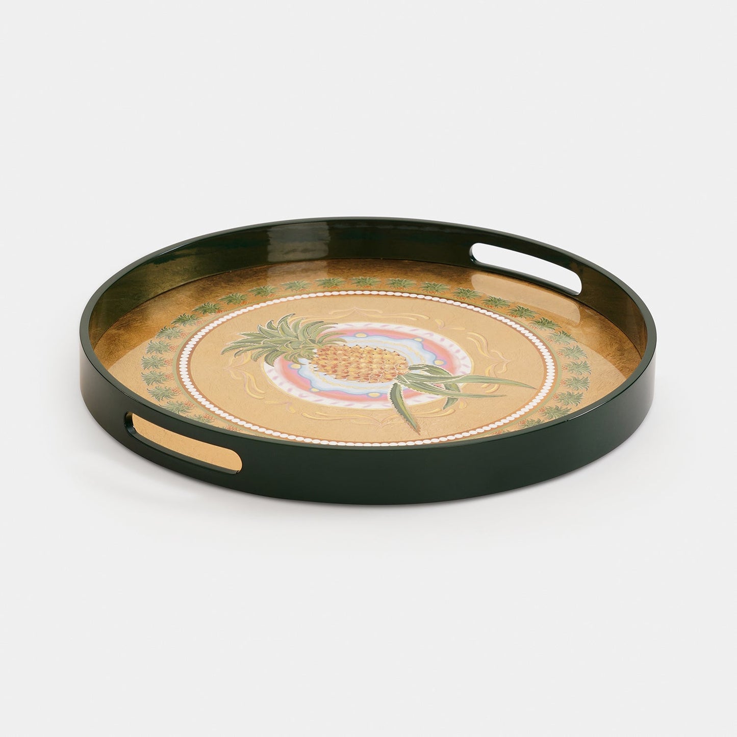 Gold Pineapple MDF Round Serving Tray
