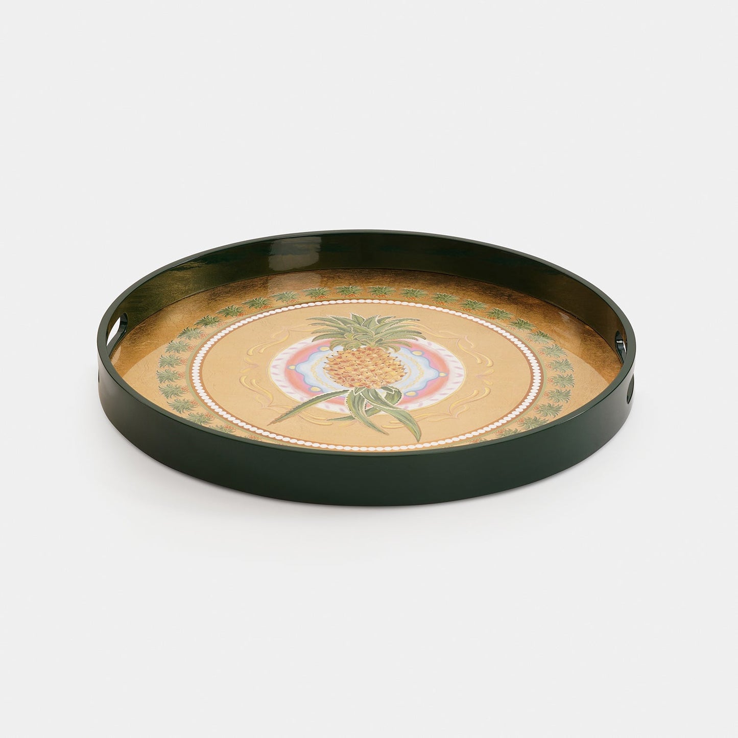 Gold Pineapple MDF Round Serving Tray