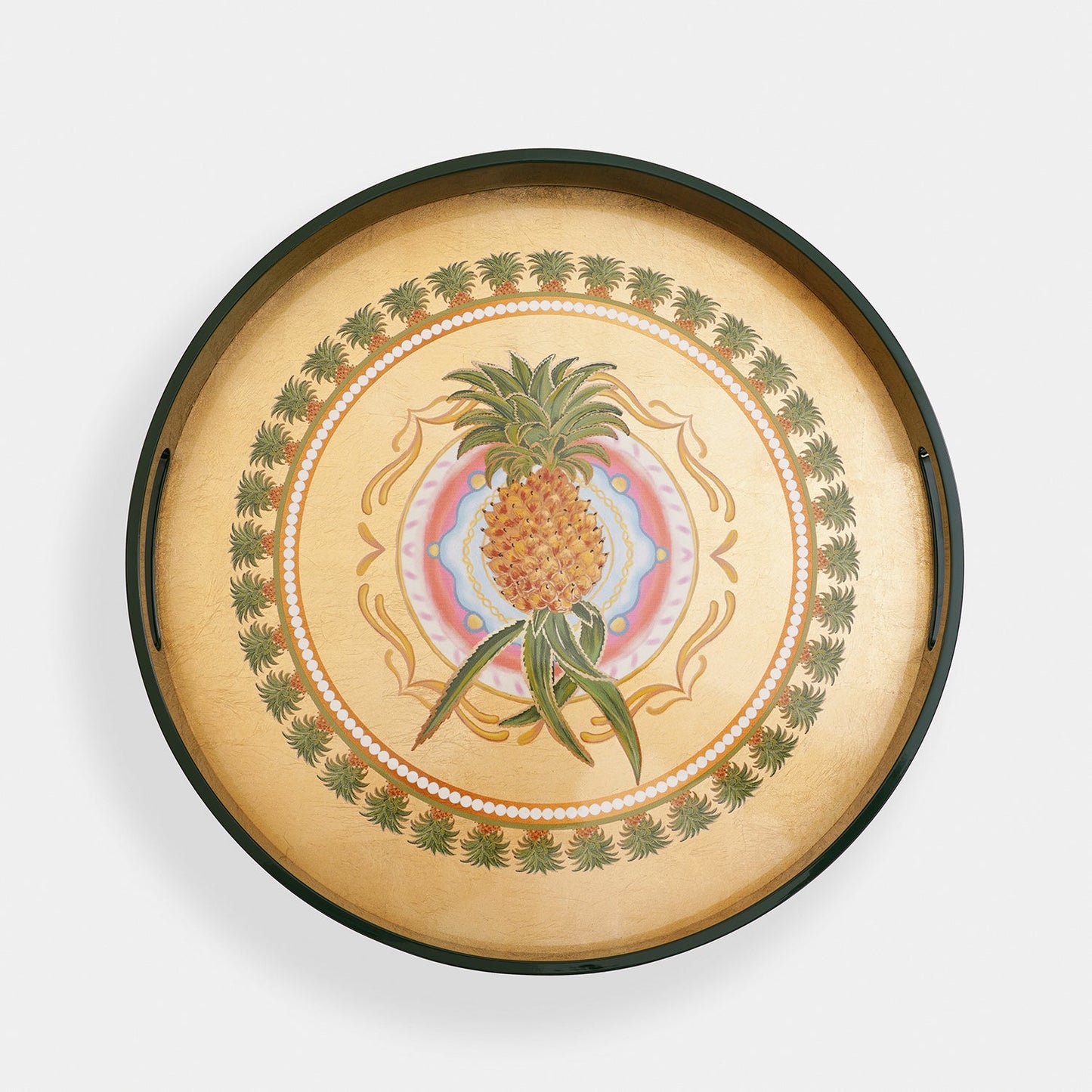 Gold Pineapple MDF Round Serving Tray