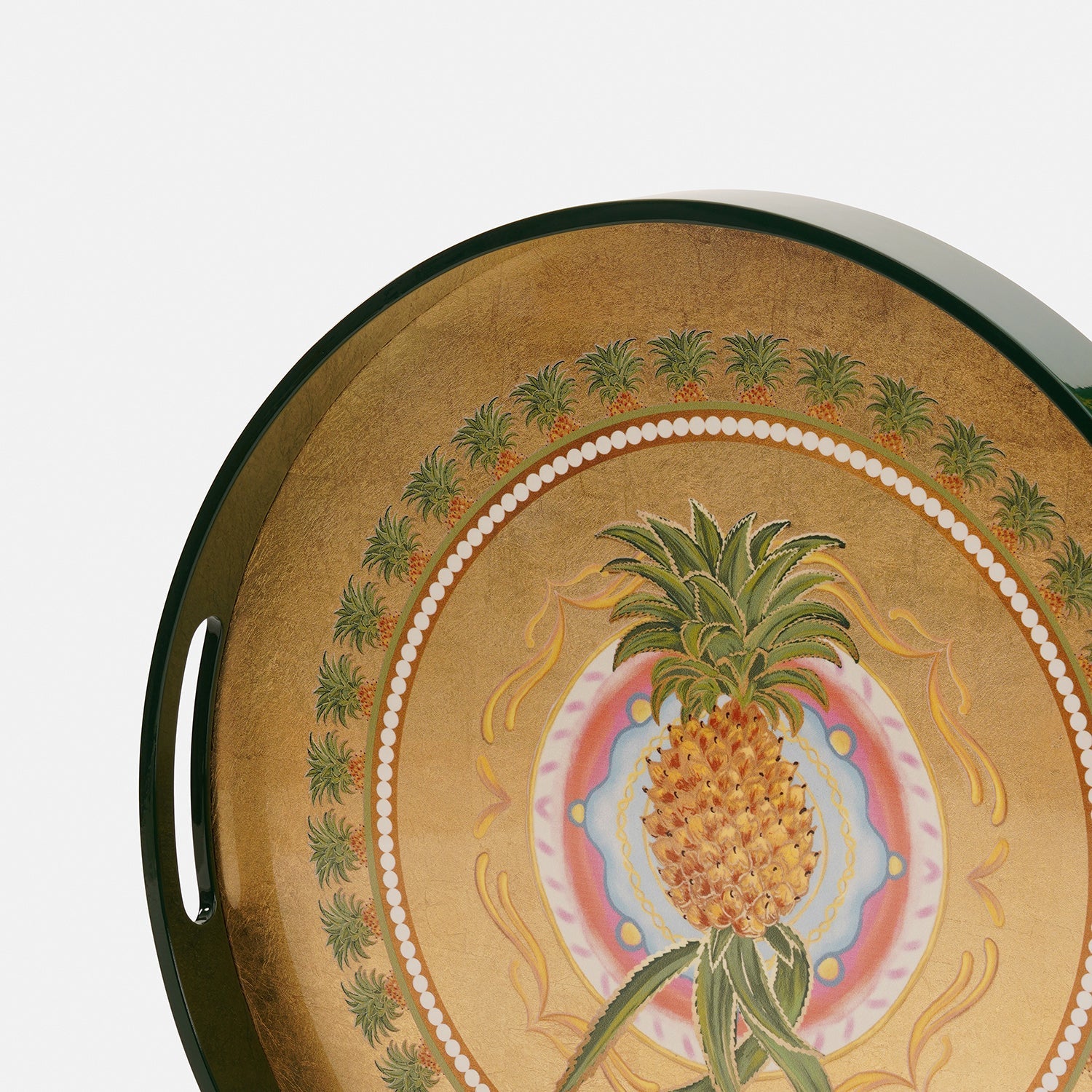 Gold Pineapple MDF Round Serving Tray