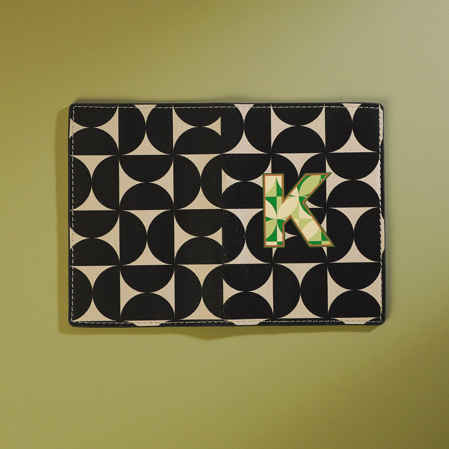 Set of 2 Black & Green K Passport Holder & Luggage Tag