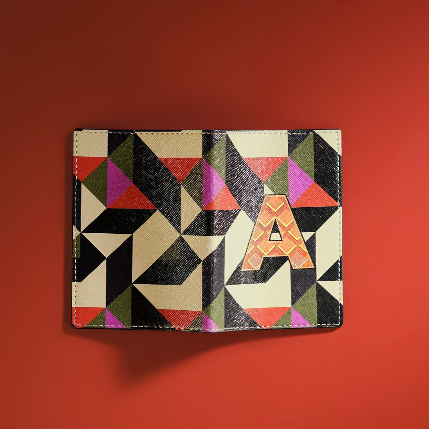 Set of 2 Orange & Pink A Passport Holder & Luggage Tag