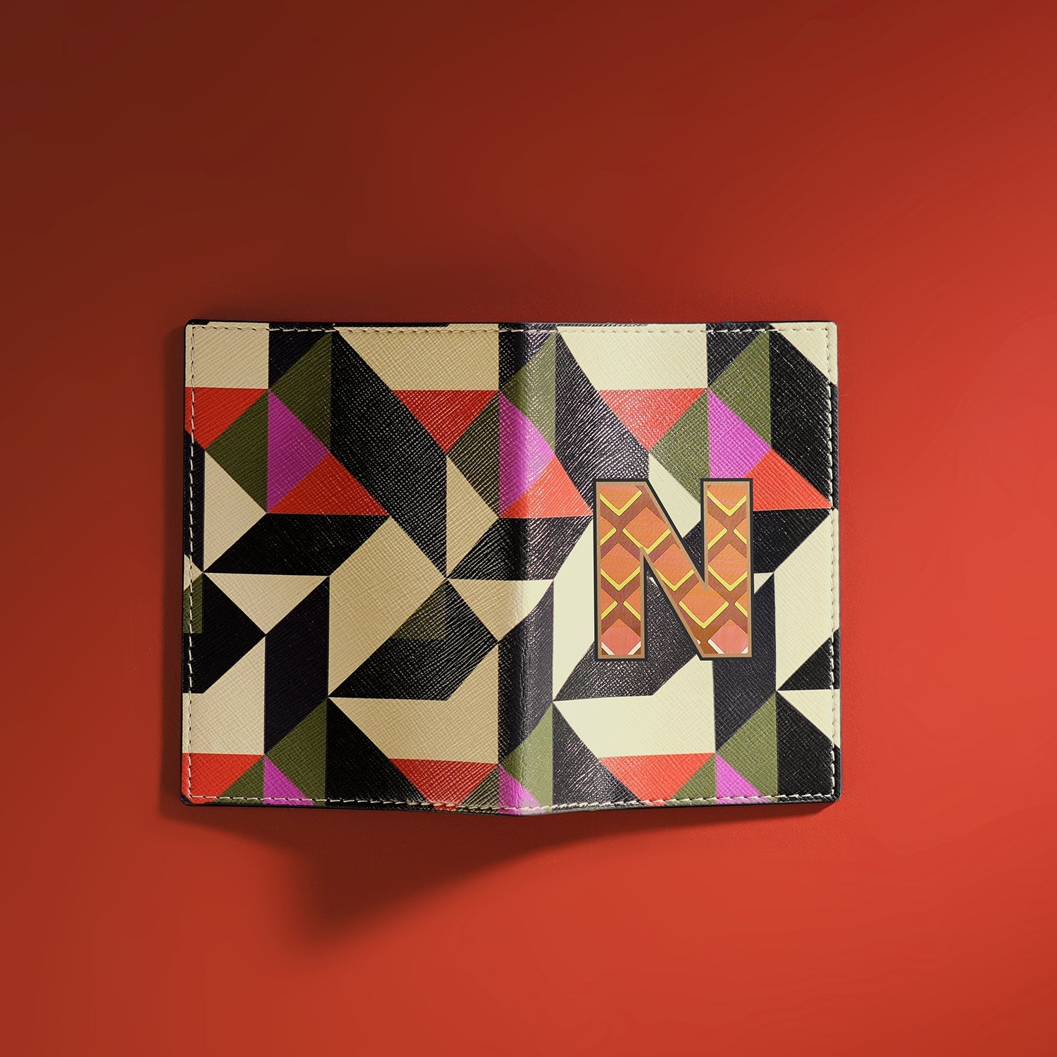 Set of 2 Orange & Pink N Passport Holder & Luggage Tag