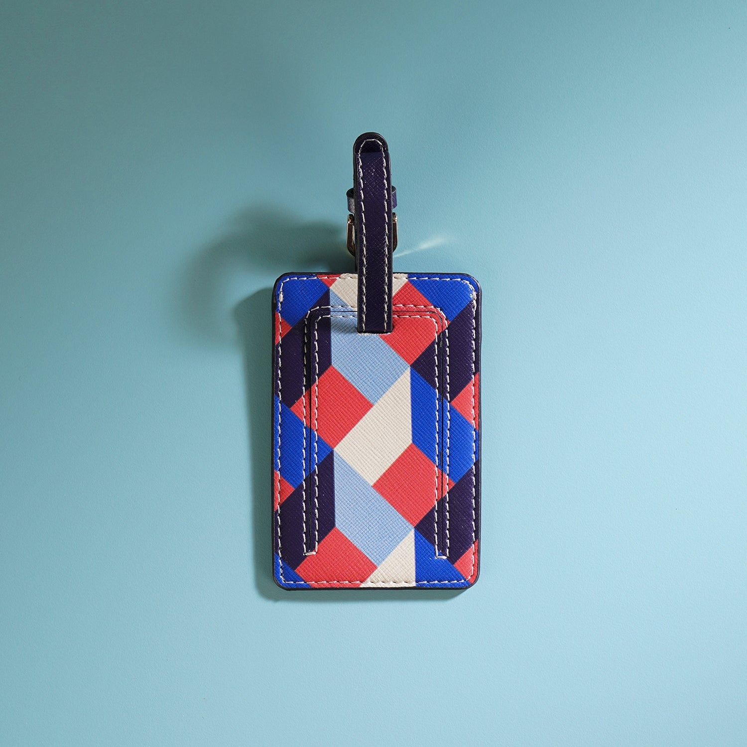 Set of 2 Blue & Peach M Passport Holder & Luggage Tag