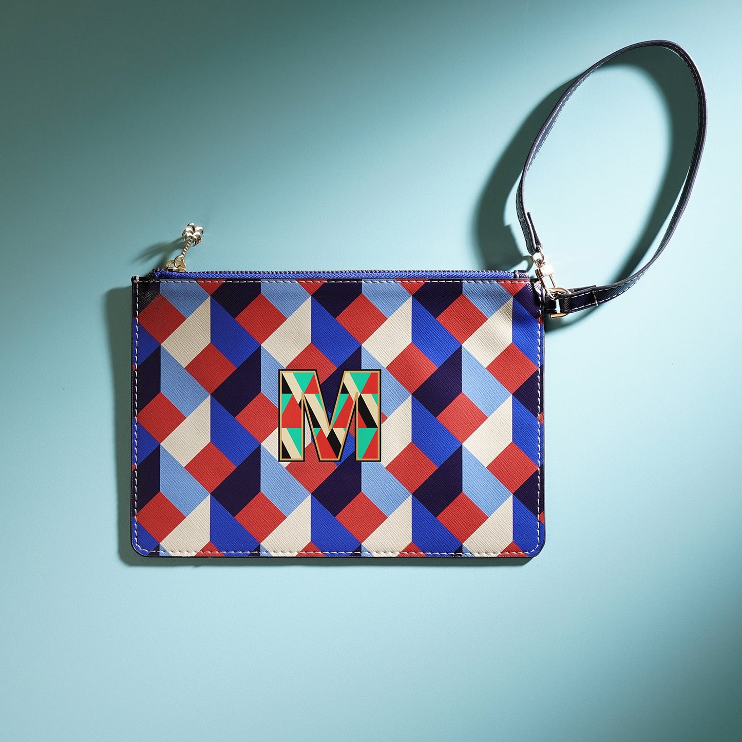 Blue & Peach M Flat Travel Pouch