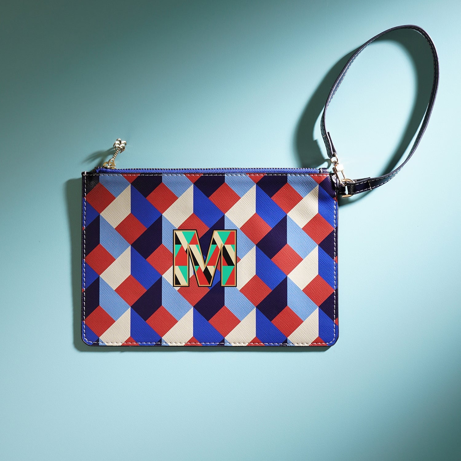 Blue & Peach M Flat Travel Pouch
