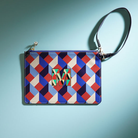 Blue & Peach M Flat Travel Pouch
