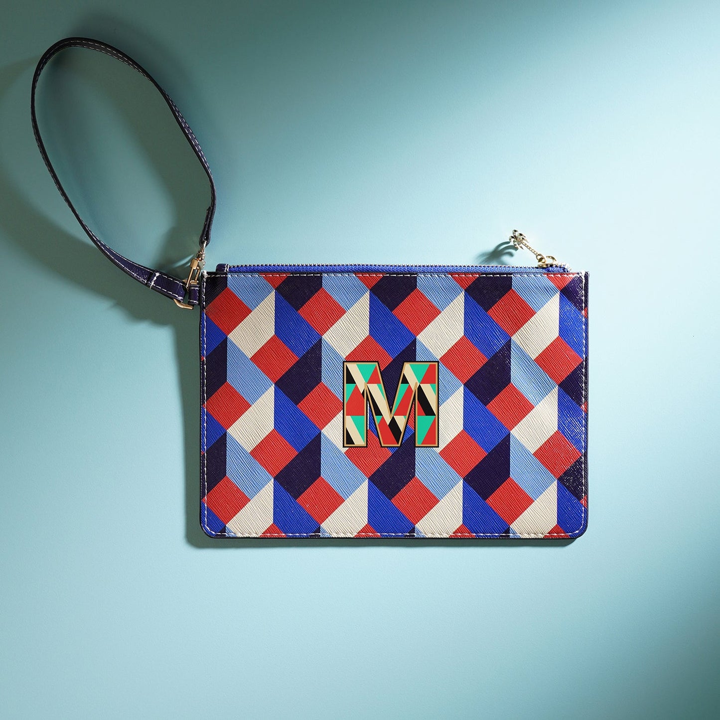 Blue & Peach M Flat Travel Pouch