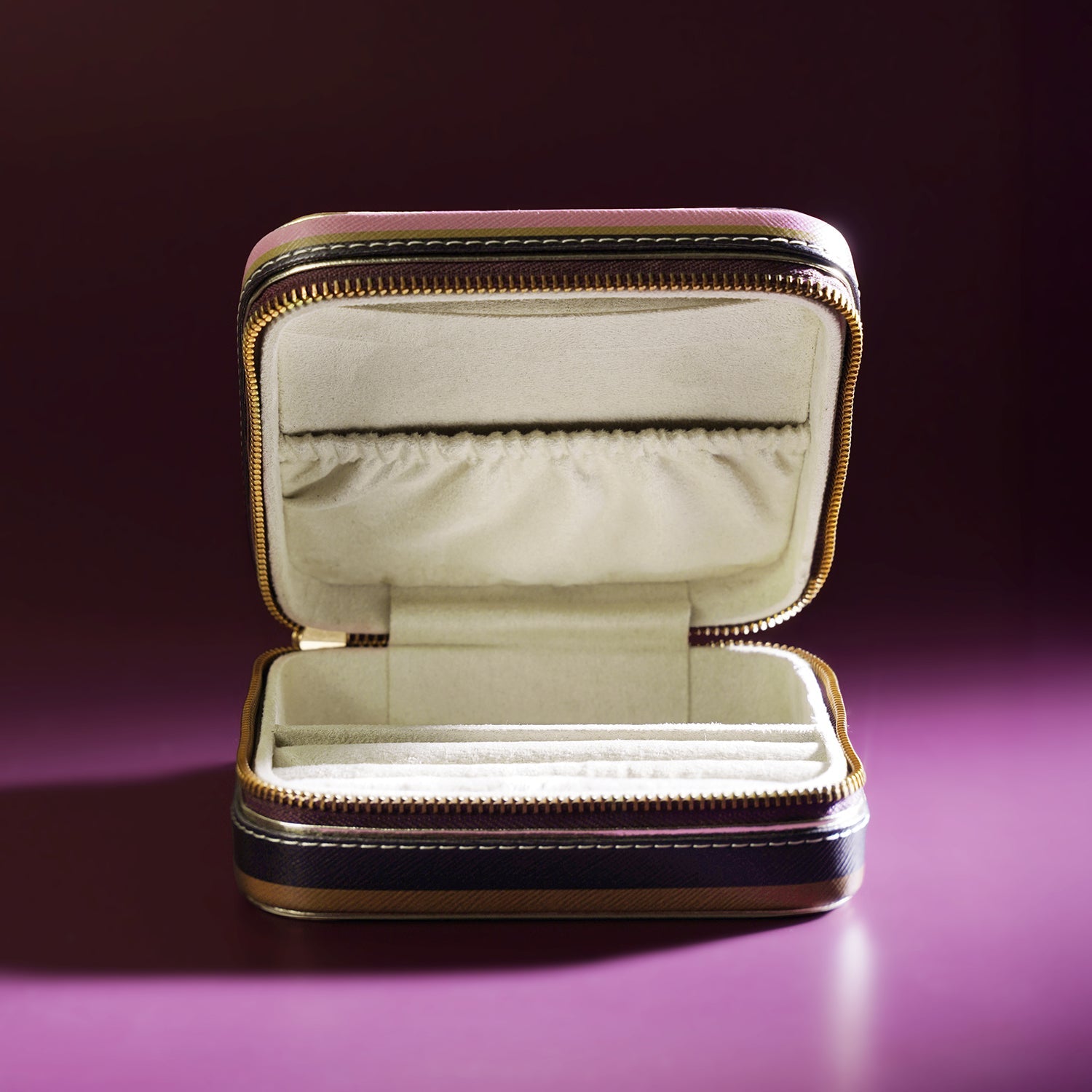 Pink & Green P Faux Leather Jewellery Box
