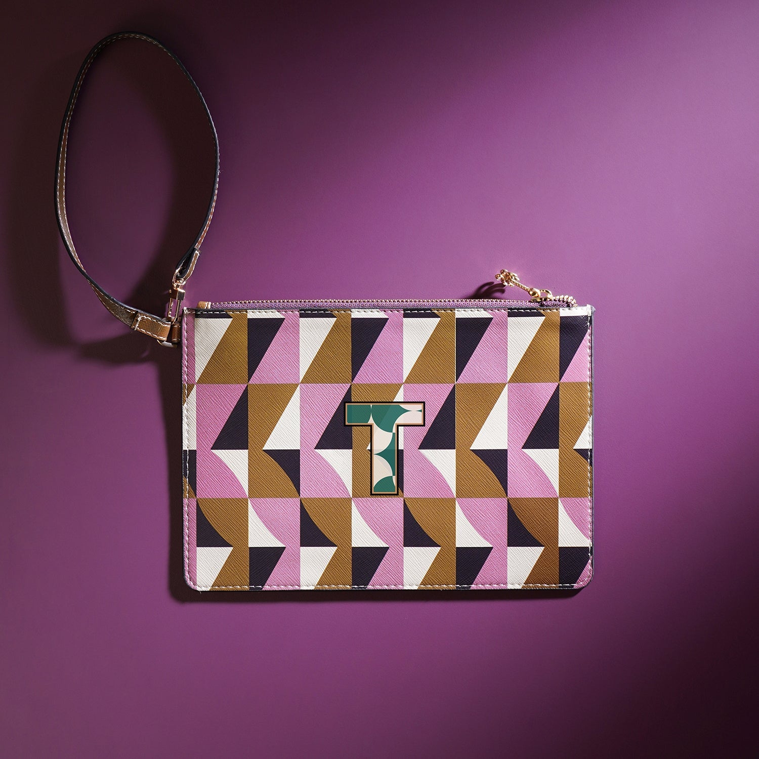 Pink & Green T Flat Travel Pouch
