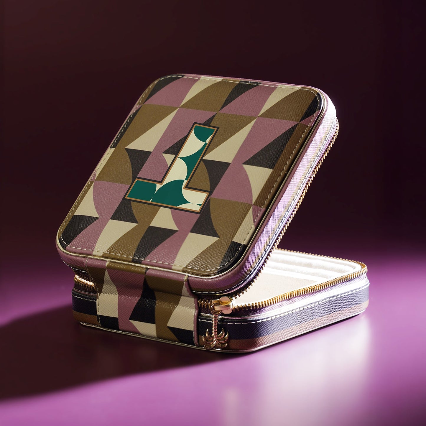 Pink & Green T Faux Leather Jewellery Box