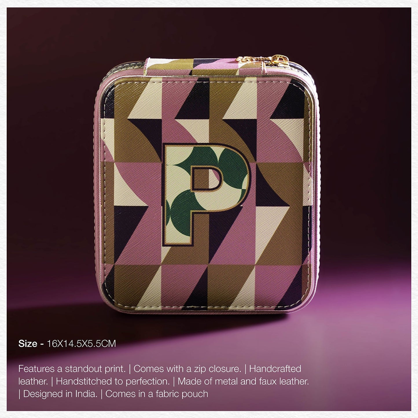 Pink & Green T Faux Leather Jewellery Box
