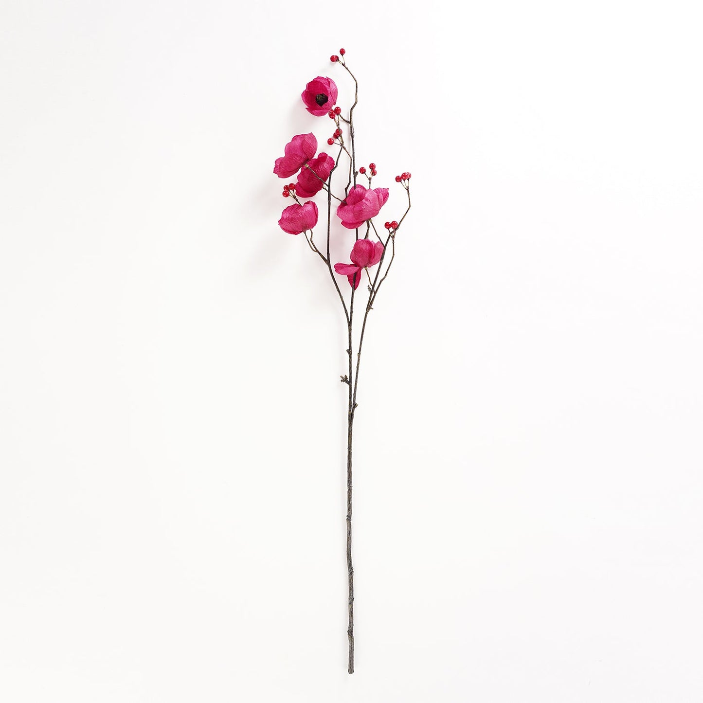 Burgundy Poppy Berry Artificial Flower Stem - Single
