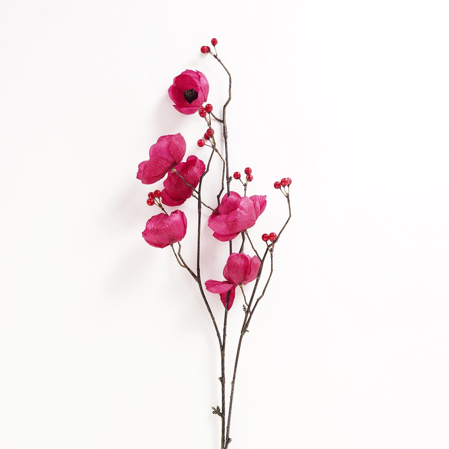 Burgundy Poppy Berry Artificial Flower Stem - Single