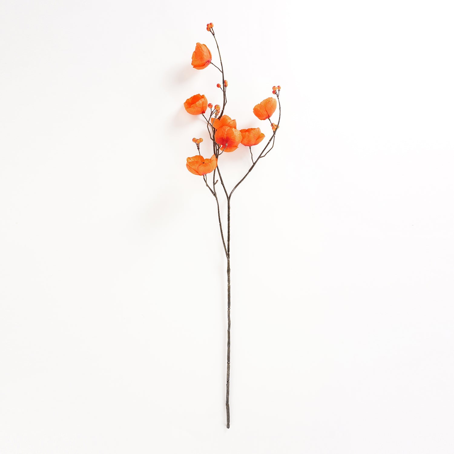 Orange Poppy Berry Artificial Flower Stem - Single