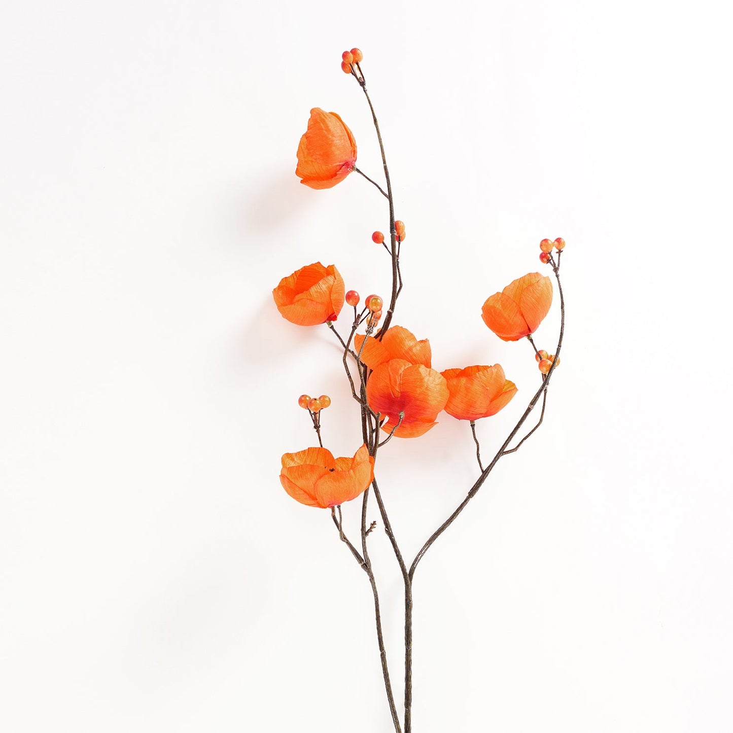 Orange Poppy Berry Artificial Flower Stem - Single