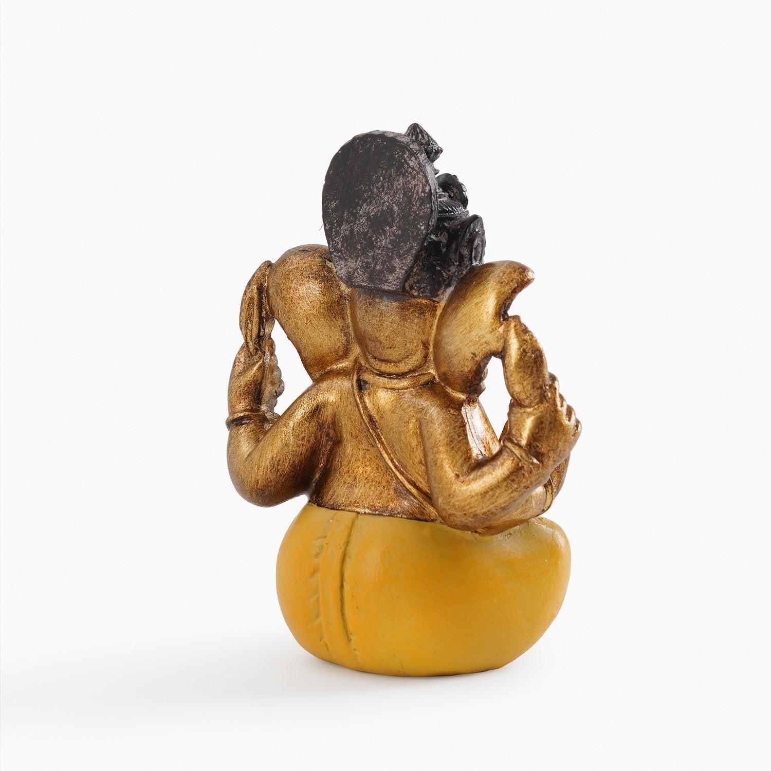 Yellow Antique Gold Polyresin Sitting Ganesha - Small