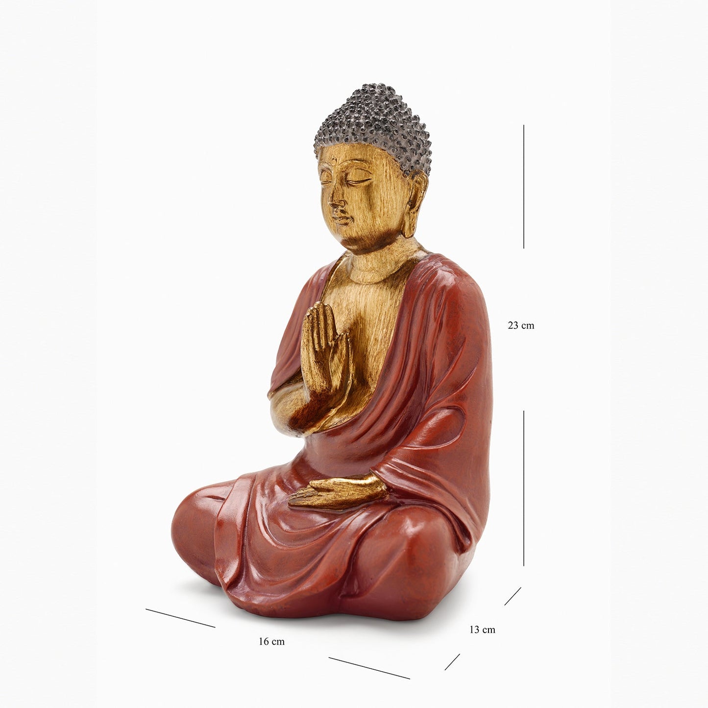 Dark Red Antique Gold Polyresin Sitting Buddha - Medium