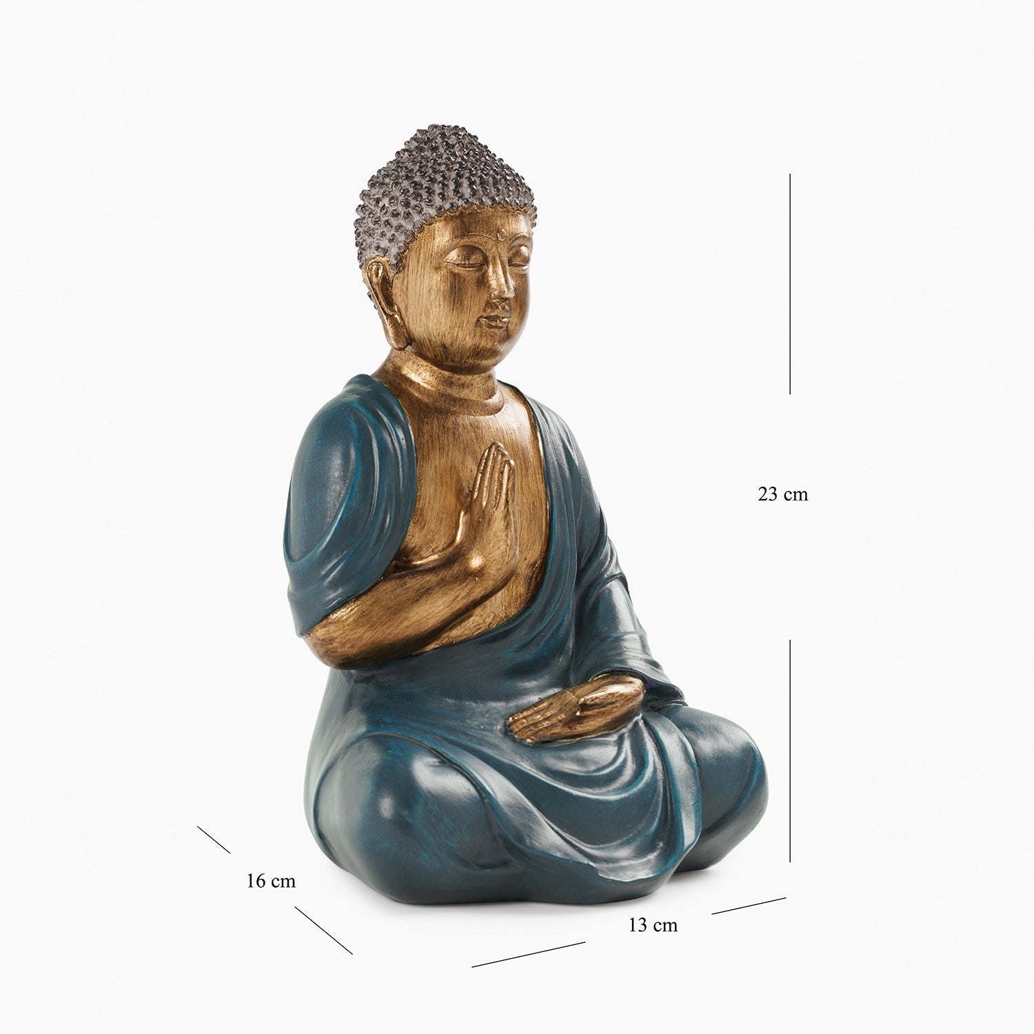 Dark Blue Antique Gold Polyresin Sitting Buddha - Medium