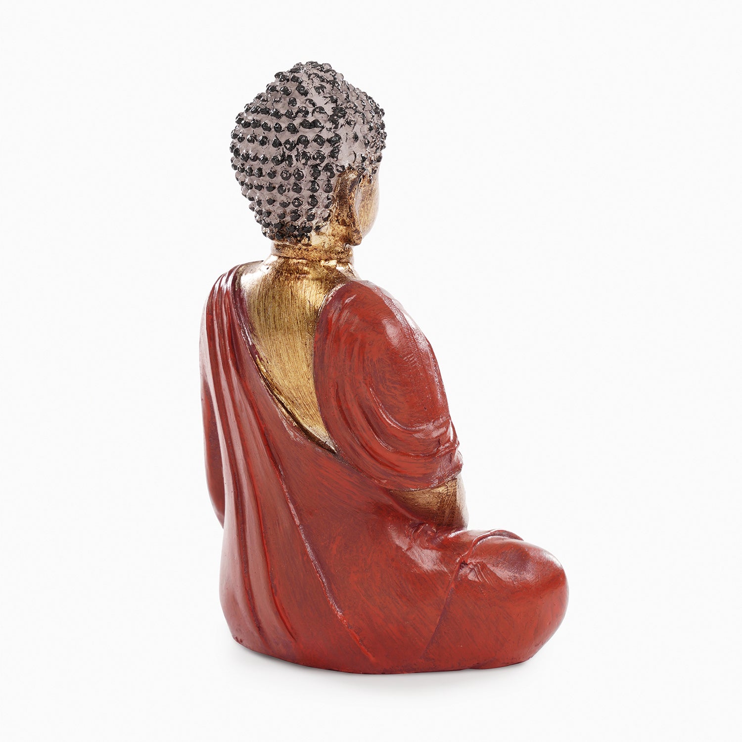 Dark Red Antique Gold Polyresin Sitting Buddha - Small