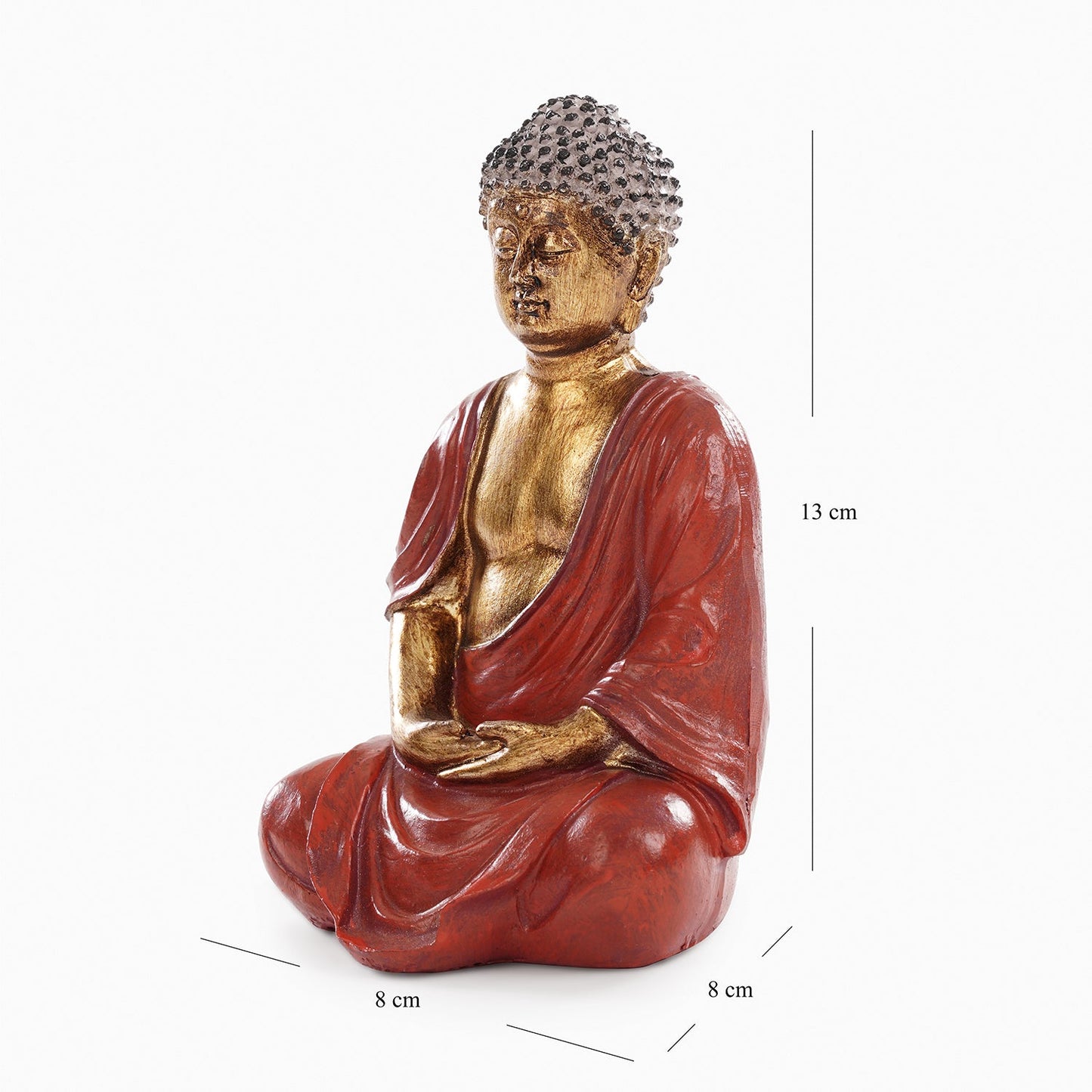 Dark Red Antique Gold Polyresin Sitting Buddha - Small