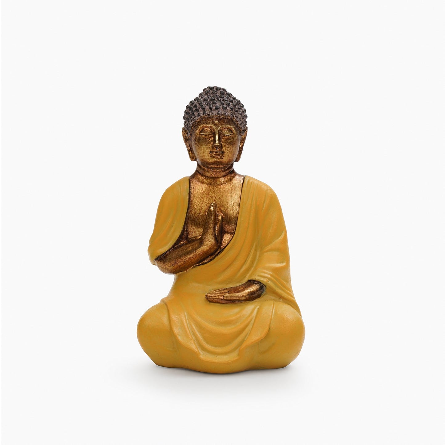 Yellow Antique Gold Polyresin Sitting Buddha - Small