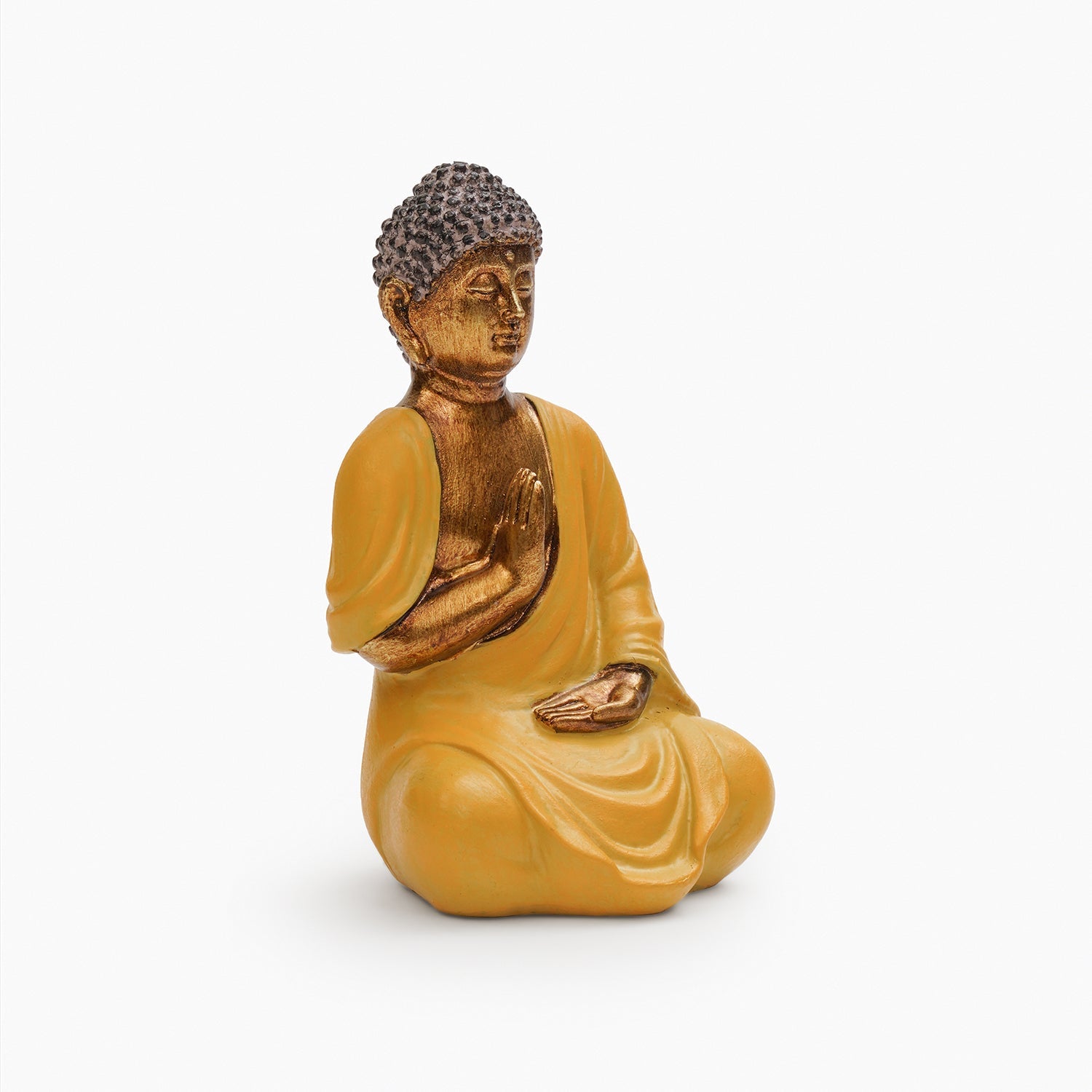 Yellow Antique Gold Polyresin Sitting Buddha - Small