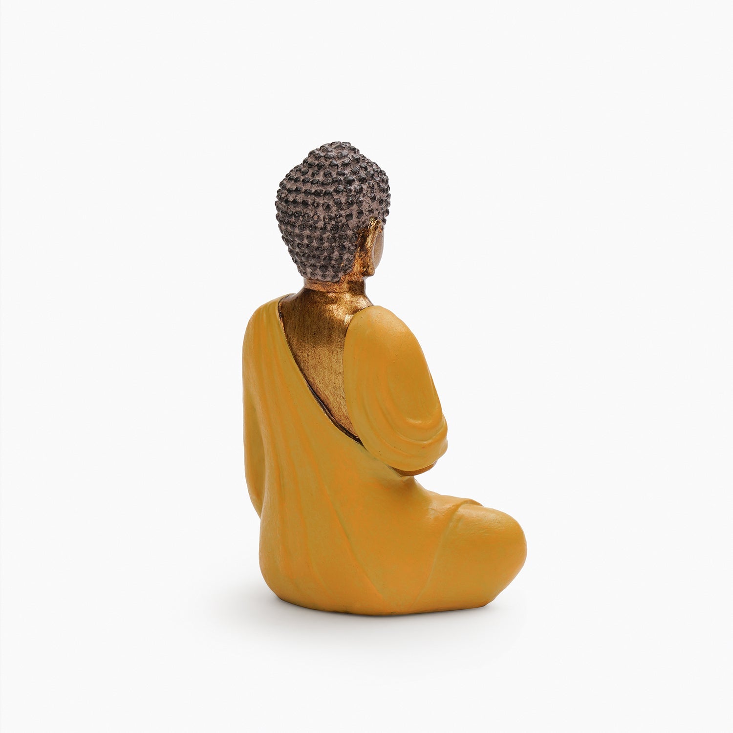 Yellow Antique Gold Polyresin Sitting Buddha - Small