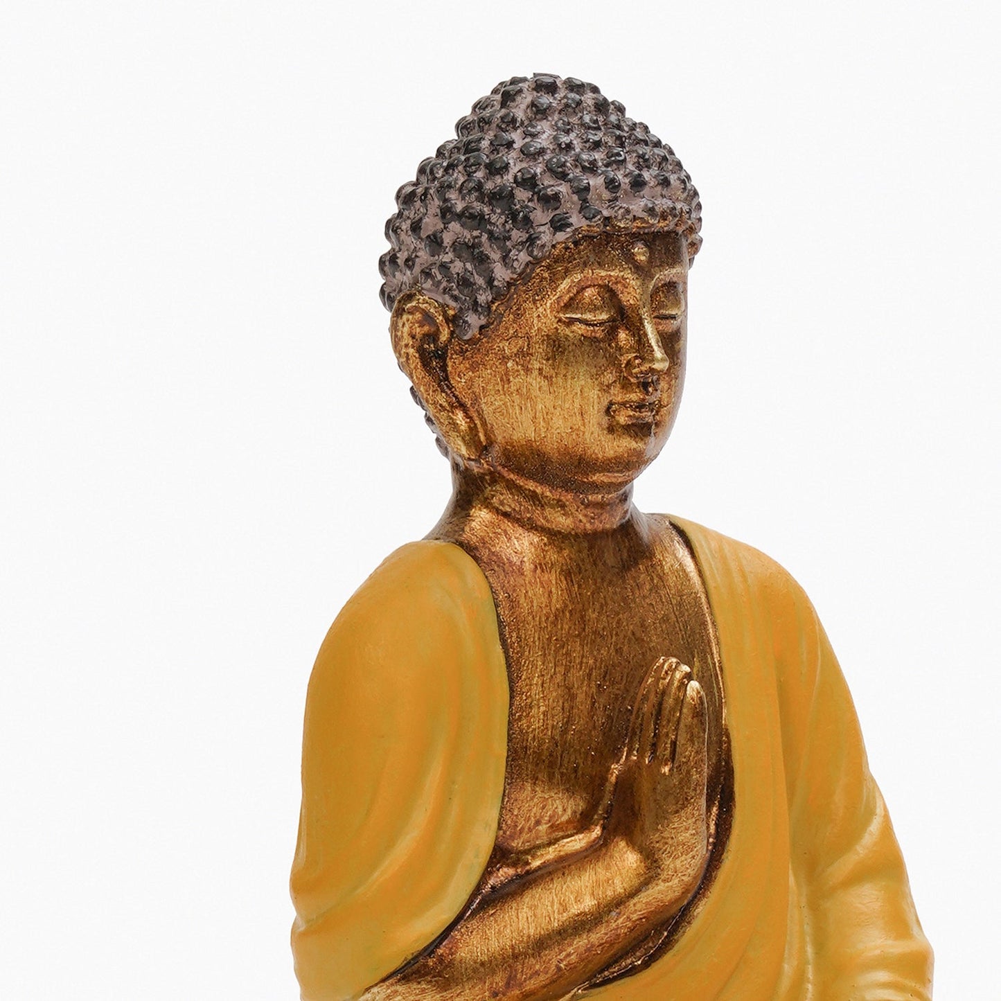 Yellow Antique Gold Polyresin Sitting Buddha - Small