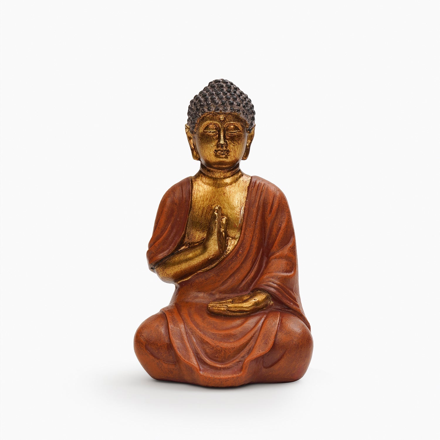 Orange Antique Gold Polyresin Sitting Buddha - Small