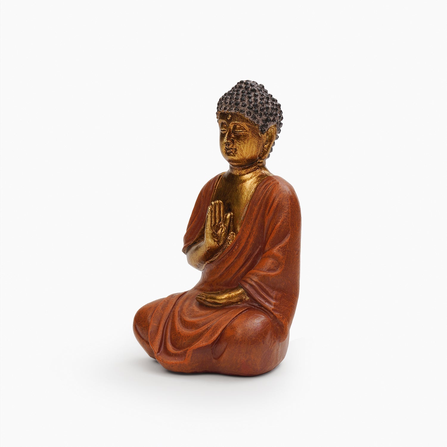 Orange Antique Gold Polyresin Sitting Buddha - Small