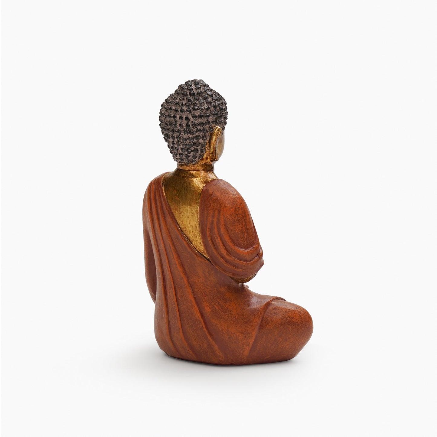 Orange Antique Gold Polyresin Sitting Buddha - Small