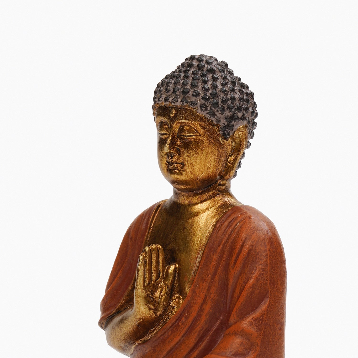 Orange Antique Gold Polyresin Sitting Buddha - Small