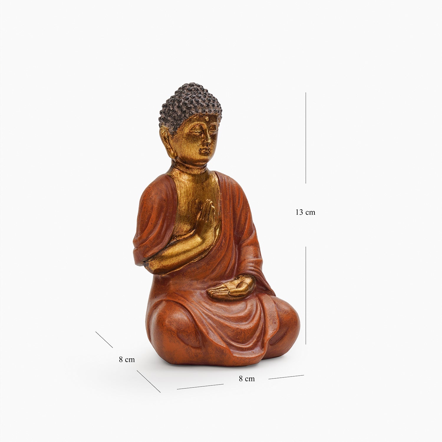 Orange Antique Gold Polyresin Sitting Buddha - Small