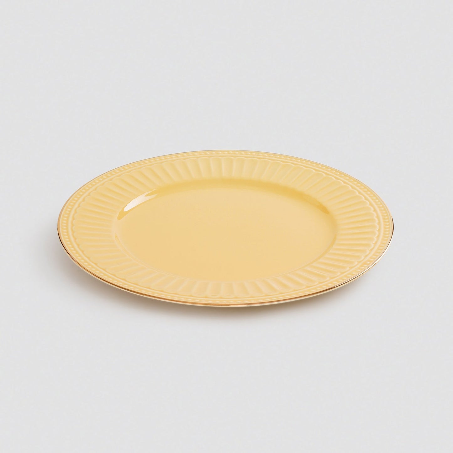 Set of 2 Yellow Ceramic Dinner Plates
