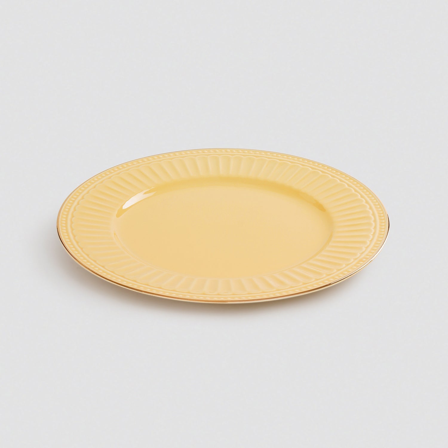 Set of 2 Yellow Ceramic Dinner Plates