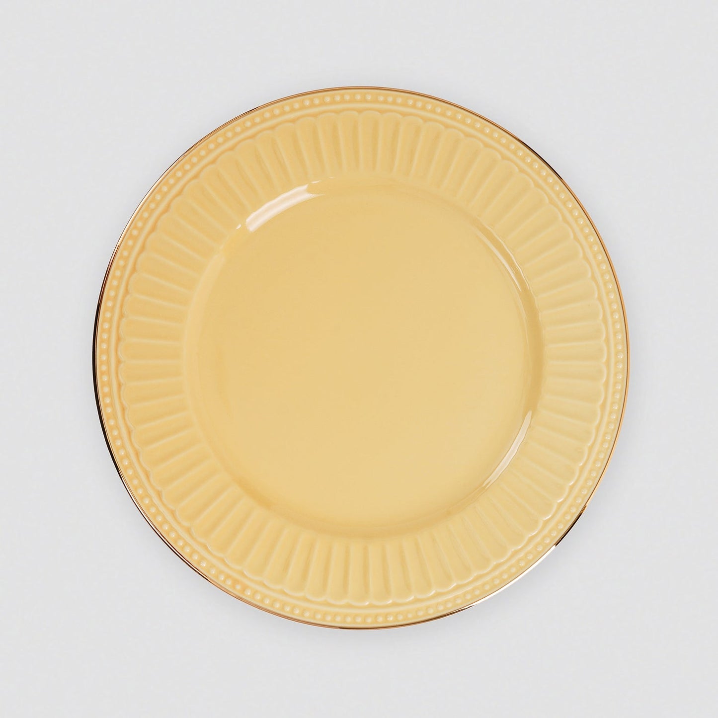 Set of 2 Yellow Ceramic Dinner Plates
