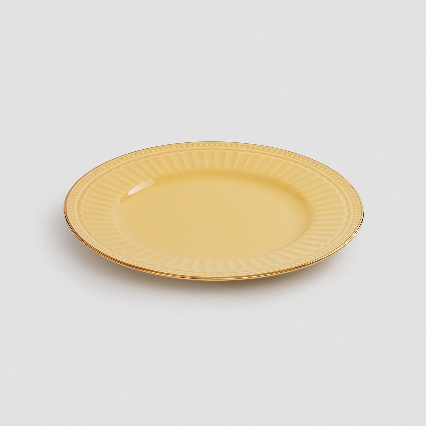 Set of 2 Yellow Ceramic Dessert Plates