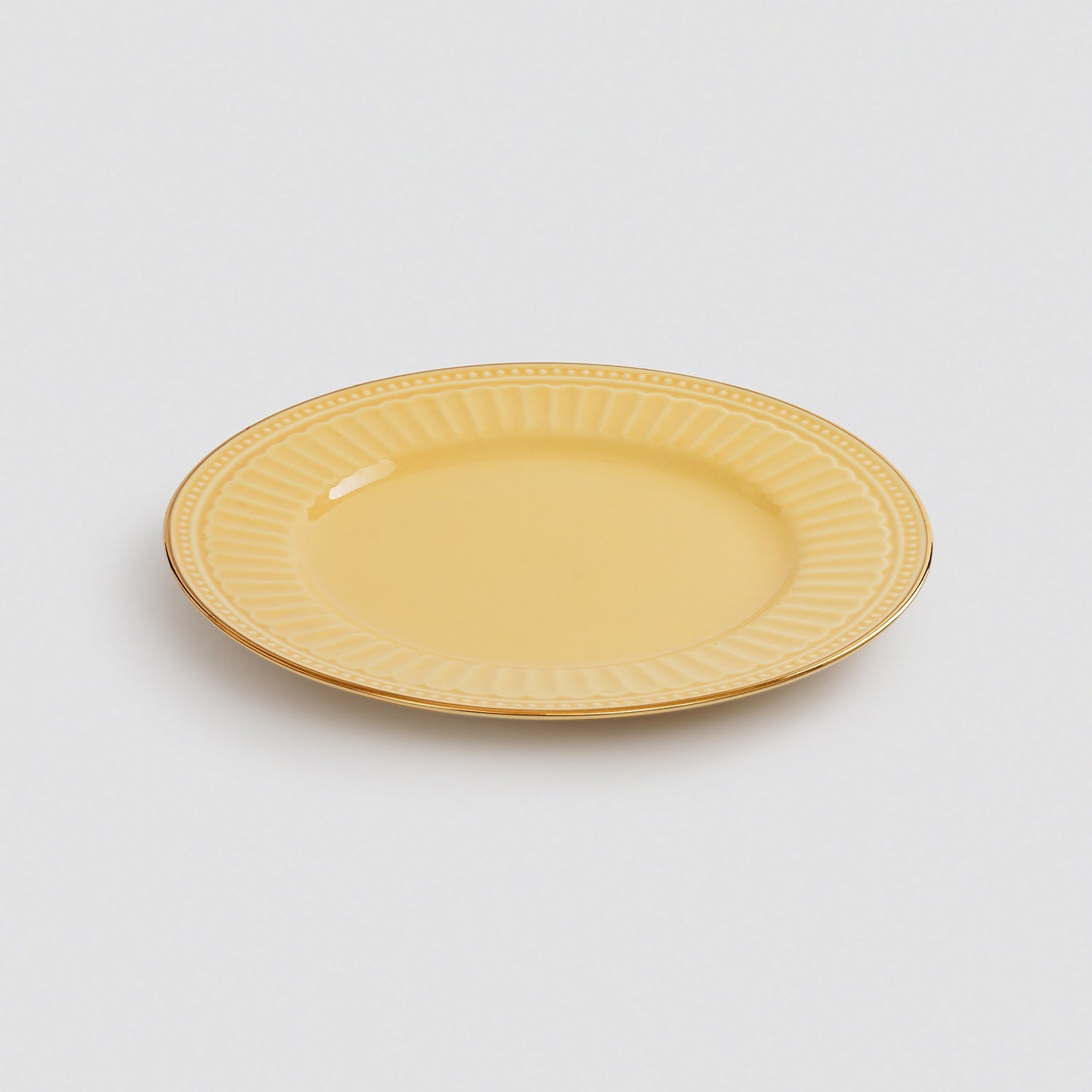 Set of 2 Yellow Ceramic Dessert Plates