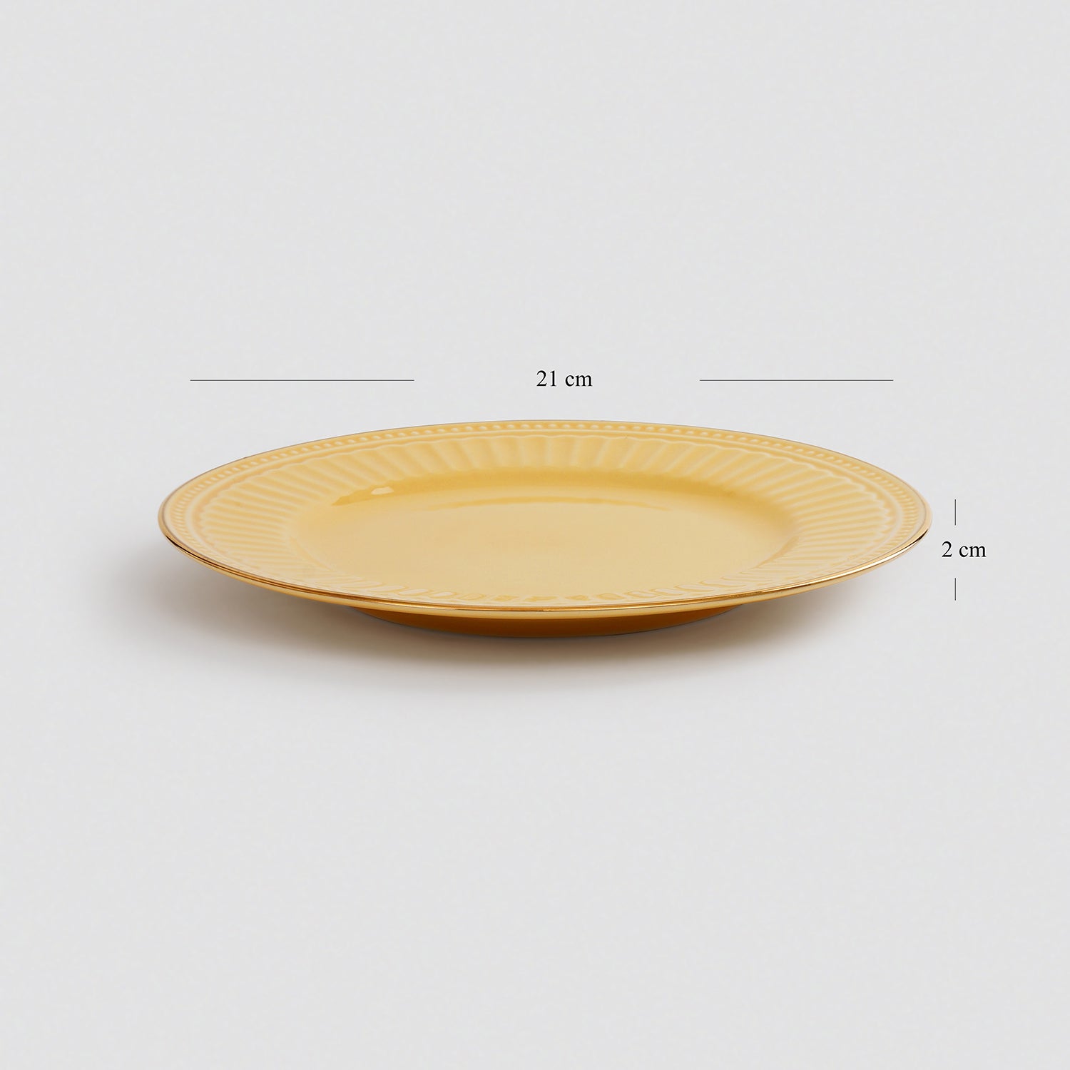 Set of 2 Yellow Ceramic Dessert Plates
