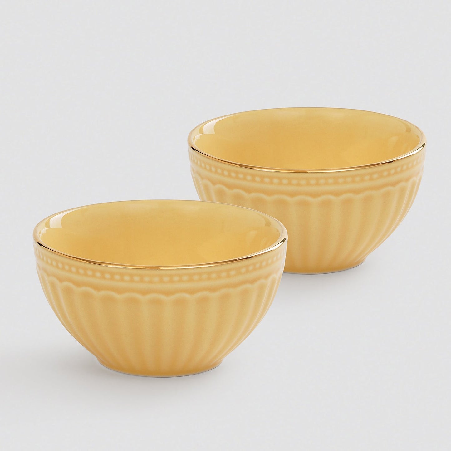 Set of 2 Yellow Ceramic Side Bowls