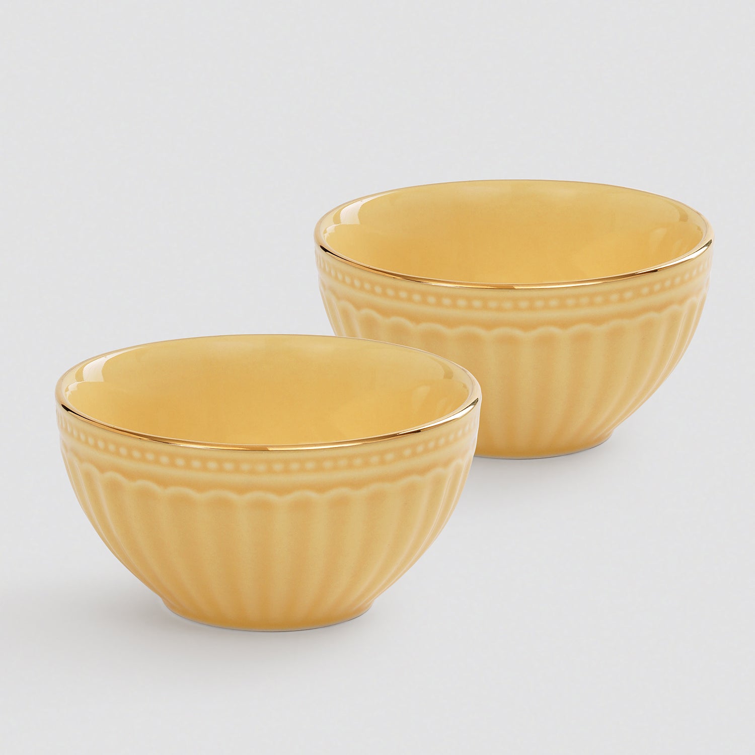 Set of 2 Yellow Ceramic Side Bowls