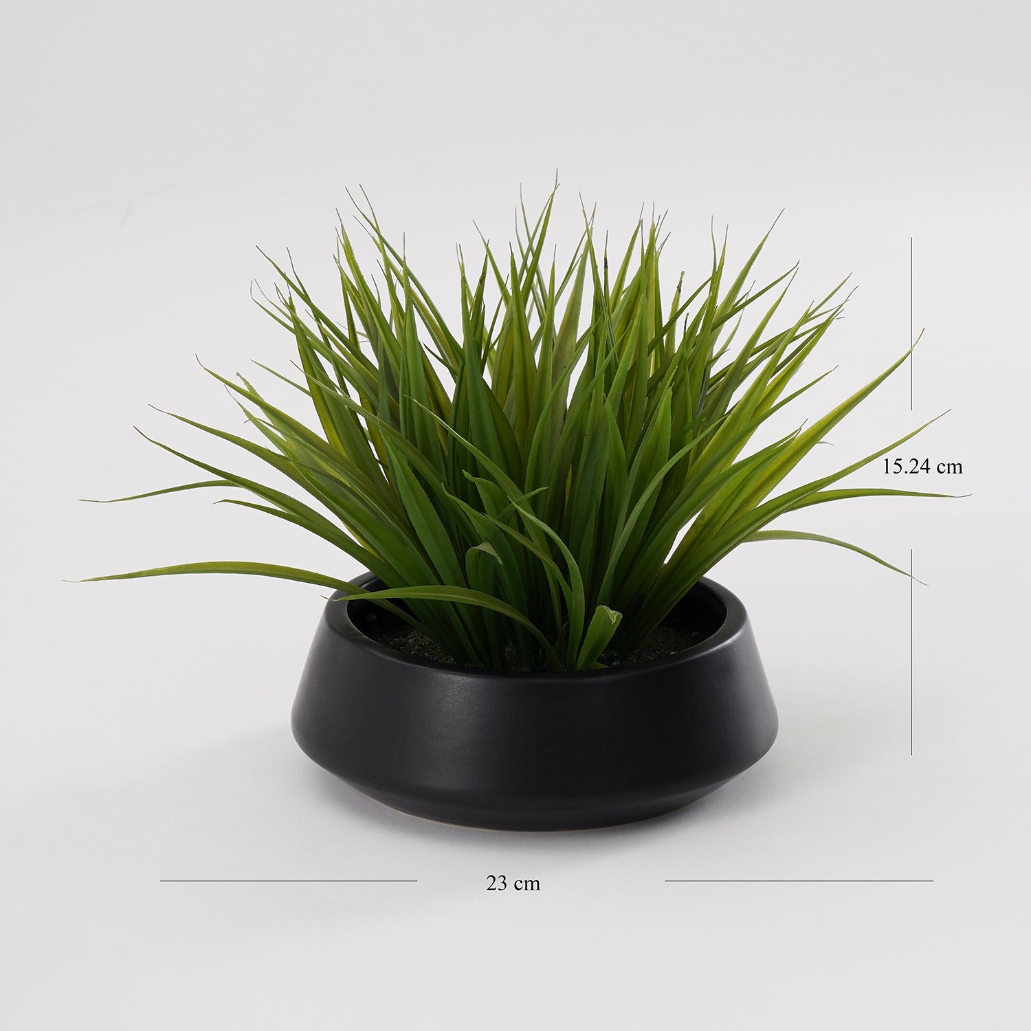 Green Artificial Grass in Cement Pot - Medium