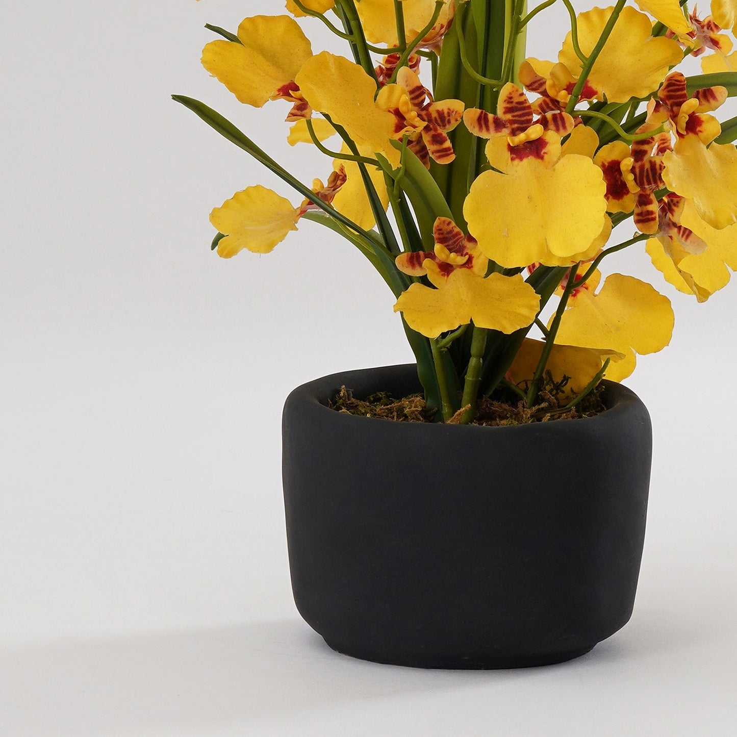 Orange Artificial Orchid in Cement Pot