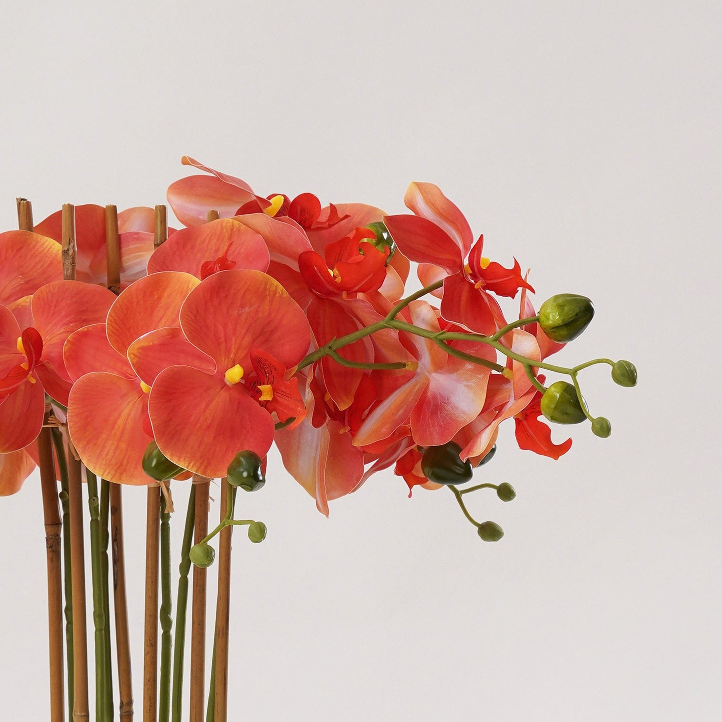 Orange Artificial Orchid Flower in Pot