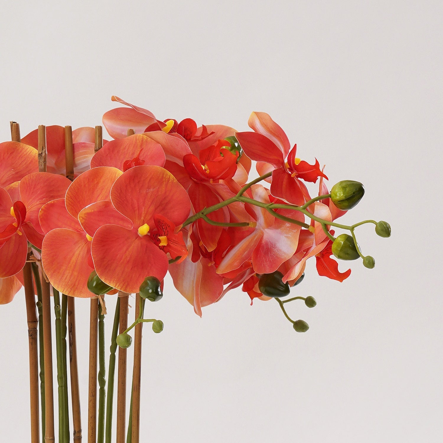 Orange Artificial Orchid Flower in Pot