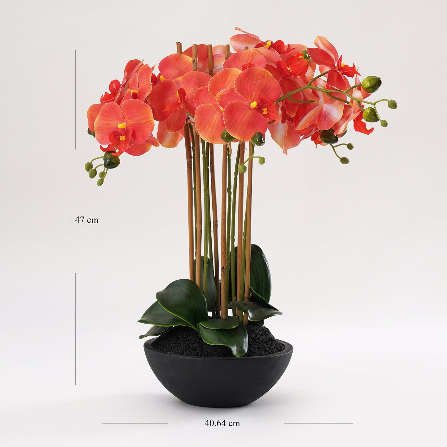 Orange Artificial Orchid Flower in Pot