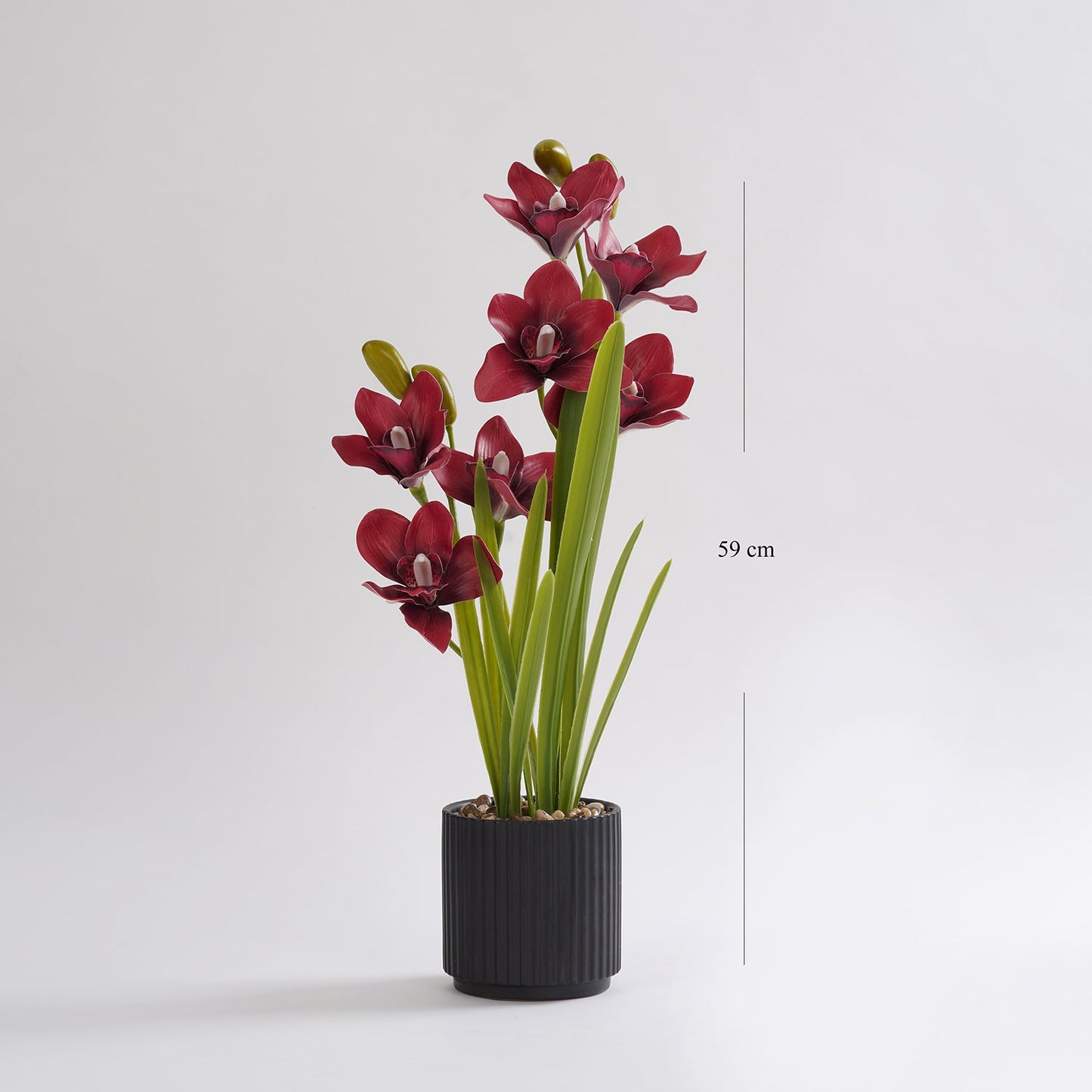 Red Artificial Cymbidium in Ceramic Pot